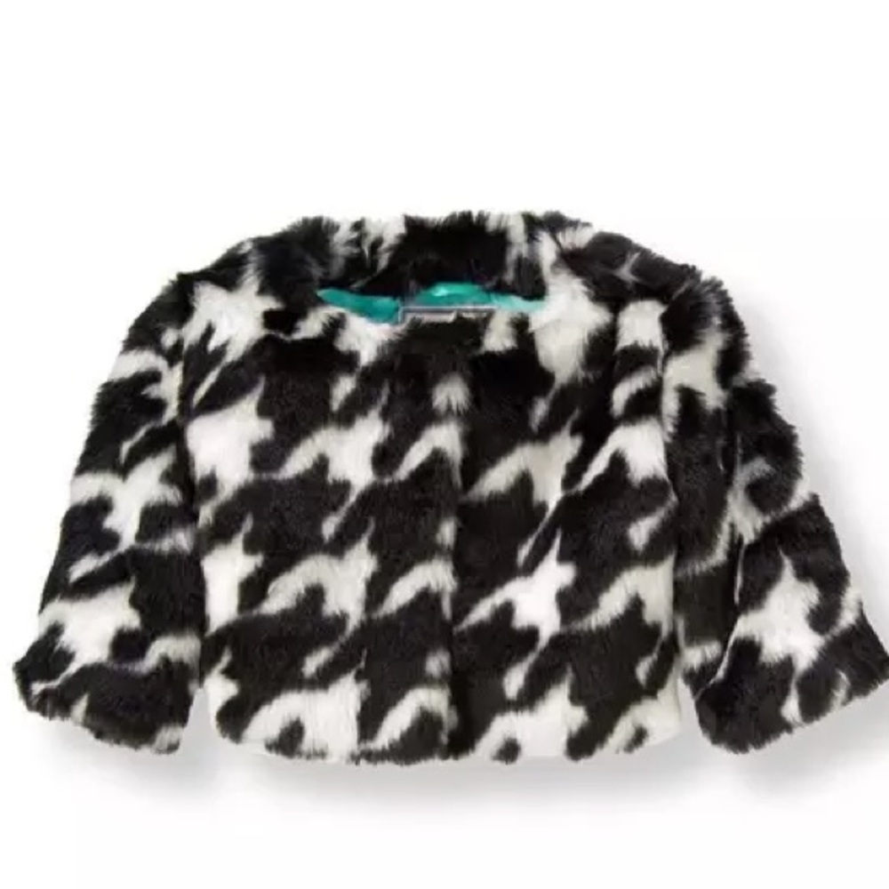 Janie and Jack Faux Fur Houndstooth Coat